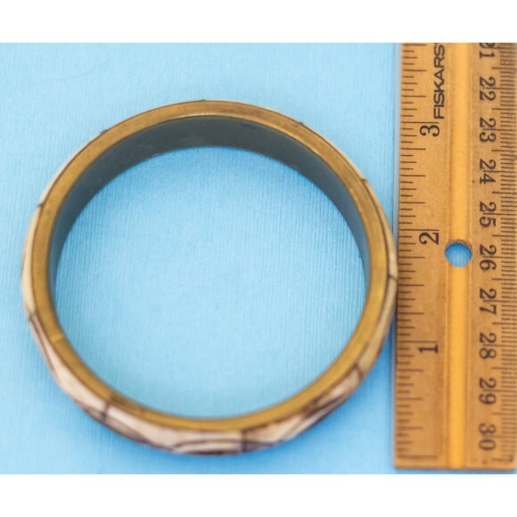 8 inch, Vintage Oval Eyes Gold Tone Bangle Bracelet - N30 - Picture 3 of 3